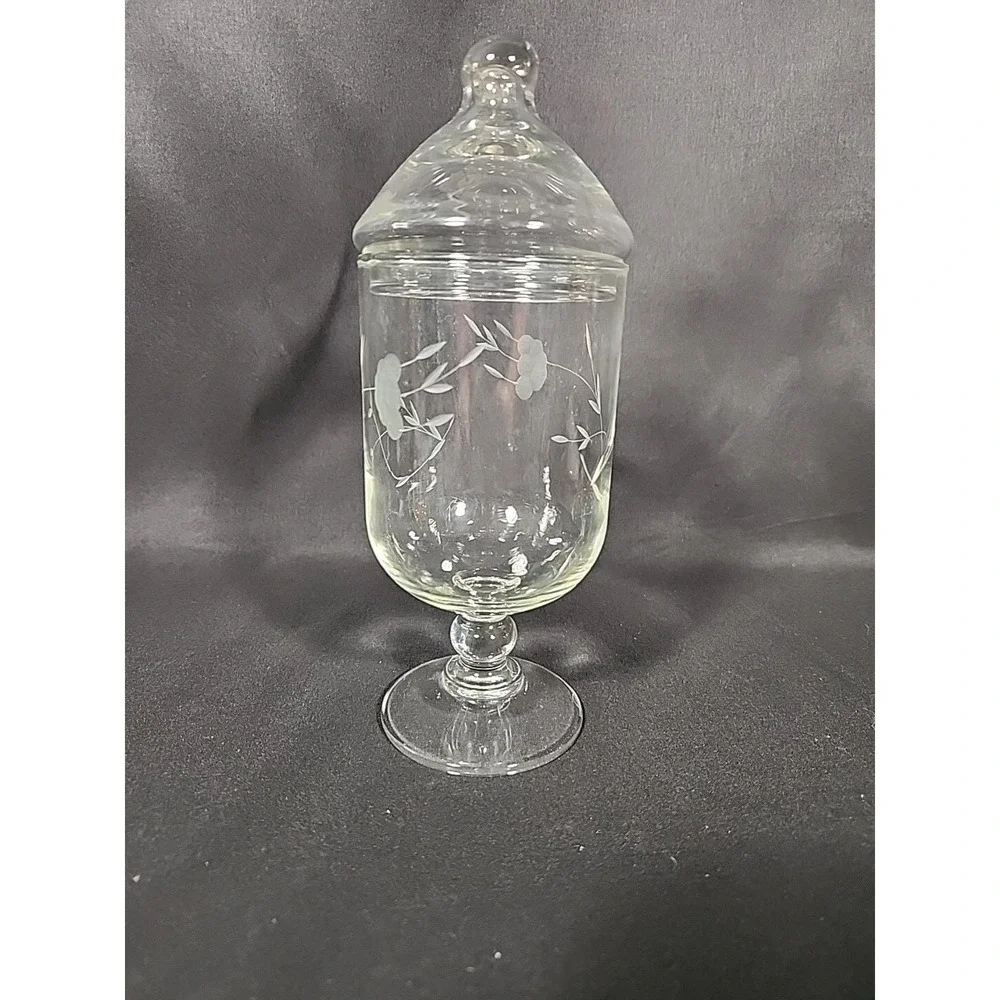 Princess House Heritage Crystal Footed Candy Apothecary Jar w/ Lid‎ Vintage 80s